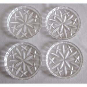 4 Coasters Gorham Crystal Lady Anne Pattern 3 3/4" Original Box Made in China